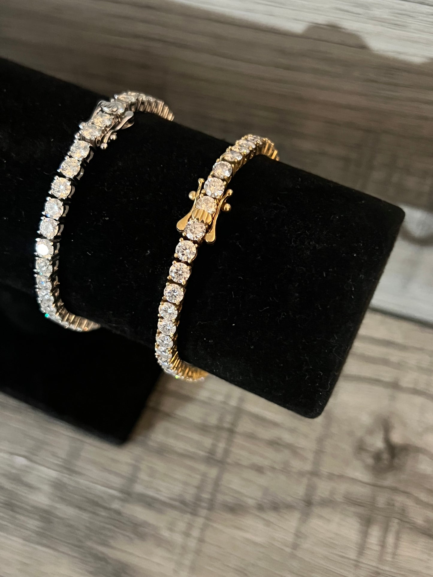 10k Solid Yellow Gold 4mm VVS1 Moissanite tennis chain Bracelet w/box lock
